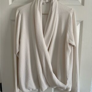 Anthropologie daily practice plus size Cream Women's wrap waffle knit top